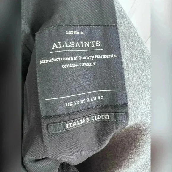 All Saints Aiva Savona Gray Wool & Leather Trim Jacket Size 8 $428 - Picture 5 of 7